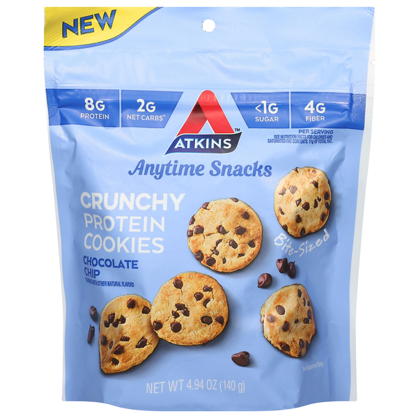 Atkins Anytime Snacks Crunchy Chocolate Chips Protein Cookies