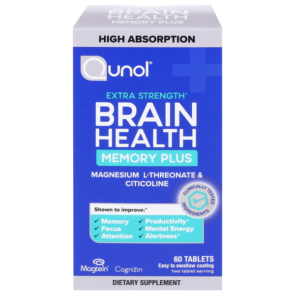 Qunol Extra Strength Memory Plus Brain Health Easy Swallow Tablets