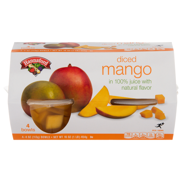 Hannaford Diced Mango Fruit Cups in Juice - 4 ct