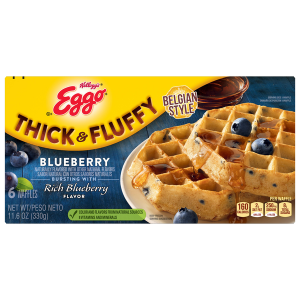 Save on Eggo Thick & Fluffy Belgian Style Waffles Blueberry 6 ct