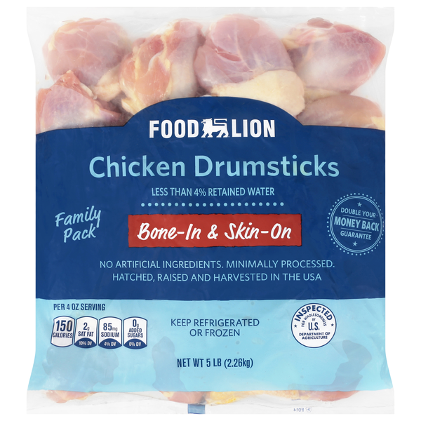 Food Lion Bone-In & Skin-On Chicken Drumsticks Family Pack
