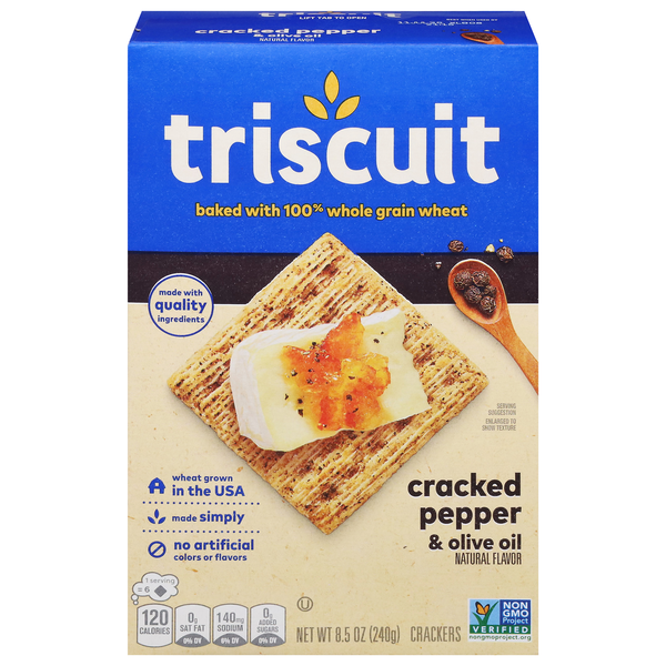 Triscuit Cracked Pepper & Olive Oil Whole Grain Wheat Crackers
