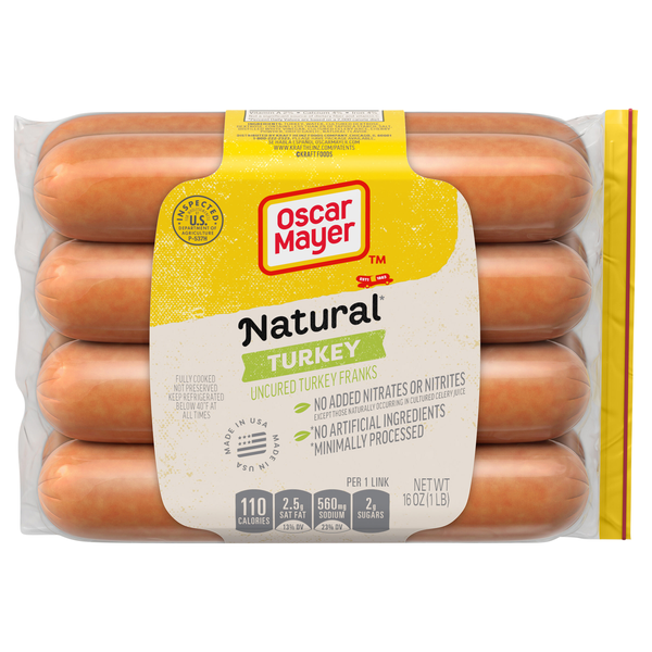 Oscar Mayer Natural Uncured Turkey Franks - 8 ct
