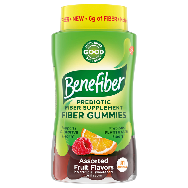Benefiber Prebiotic Fiber Assorted Fruit Flavors Gummies