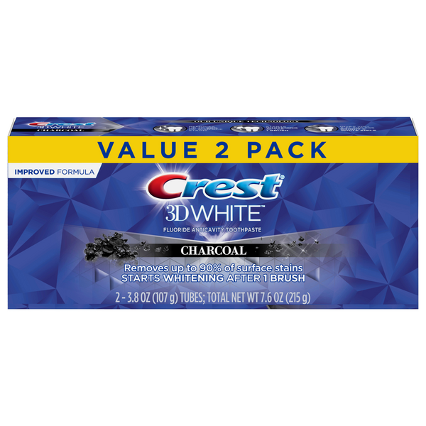 Save on Crest 3D White Fluoride Anticavity Charcoal Toothpaste 2 ct Order Online Delivery