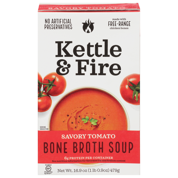 Save on Kettle & Fire Free Range Chicken Bone Broth Soup Tomato Gluten