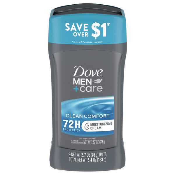Dove Men+Care Clean Comfort 72H Antiperspirant Stick 2.7 oz/2 ct