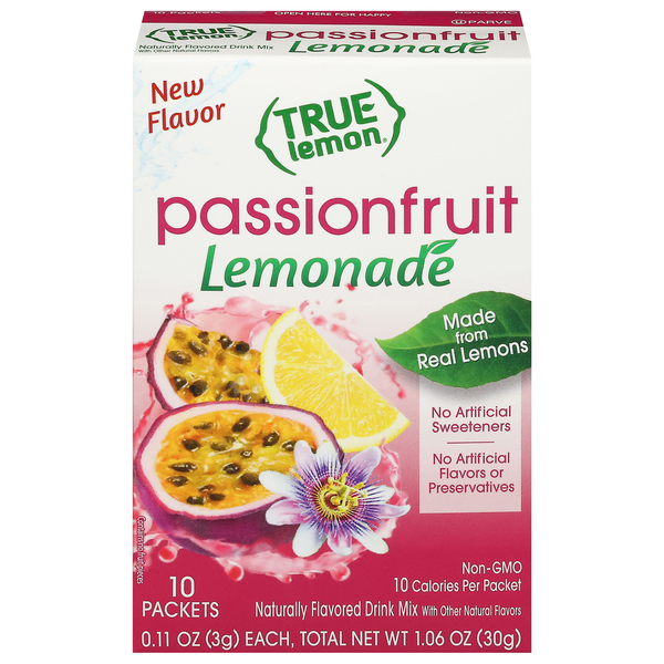 True Lemon Passionfruit Lemonade Drink Mix - 10 ct