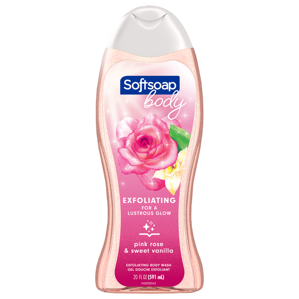 Softsoap Body Pink Rose & Vanilla Exfoliating Body Wash