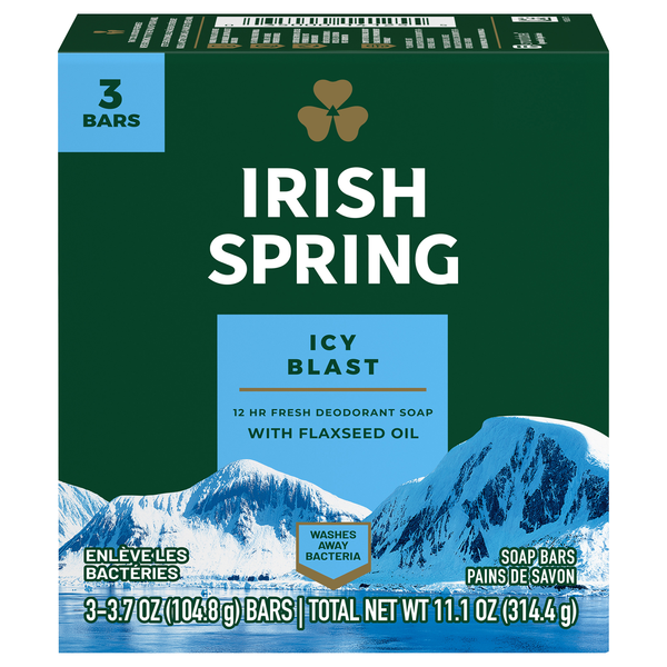 Irish Spring Icy Blast Deodorant Soap Bars - 3 ct