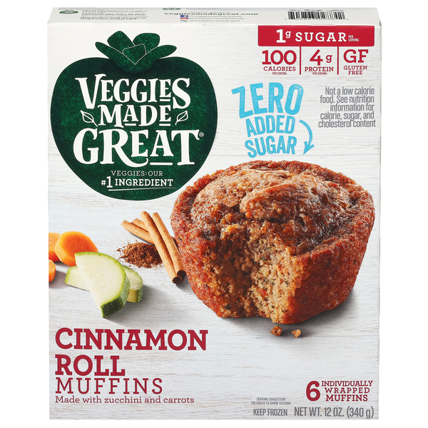 Veggies Made Great Gluten Free Keto Cinnamon Roll Muffins - 6 ct Frozen