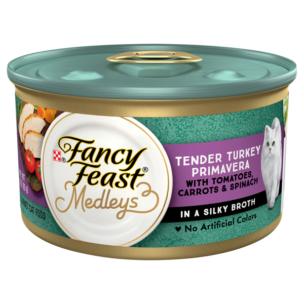 Save on Fancy Feast Medleys in Broth Tender Turkey Primavera Wet Cat