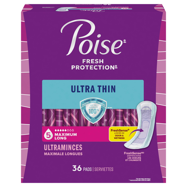 Poise Incontinence Pads Ultra Thin Maximum Long Length