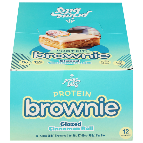 Prime Bites Glazed Cinnamon Roll Protein Brownie - 12 ct