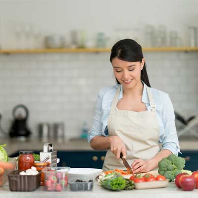 A woman cooking