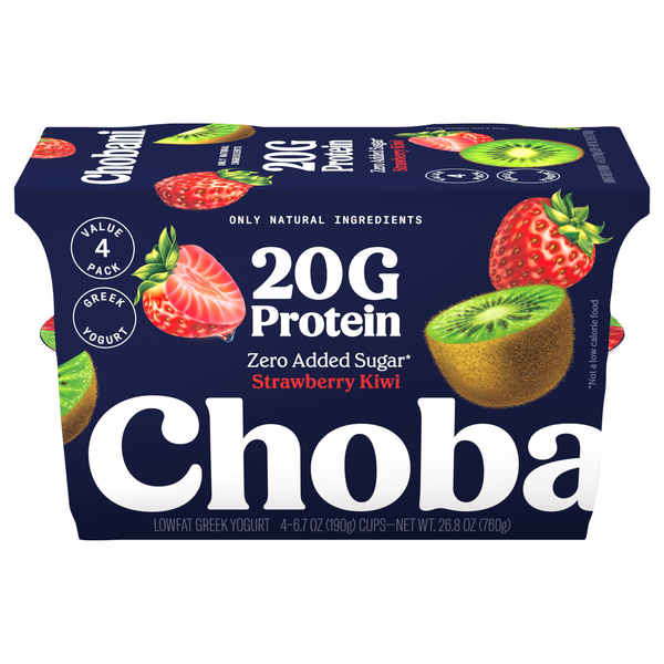 Chobani 20g Protein Lowfat Strawberry Kiwi Greek Yogurt Value Pack - 4 ct
