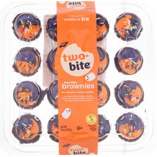 two-bite Mini Brownies with Halloween Themed Sprinkles