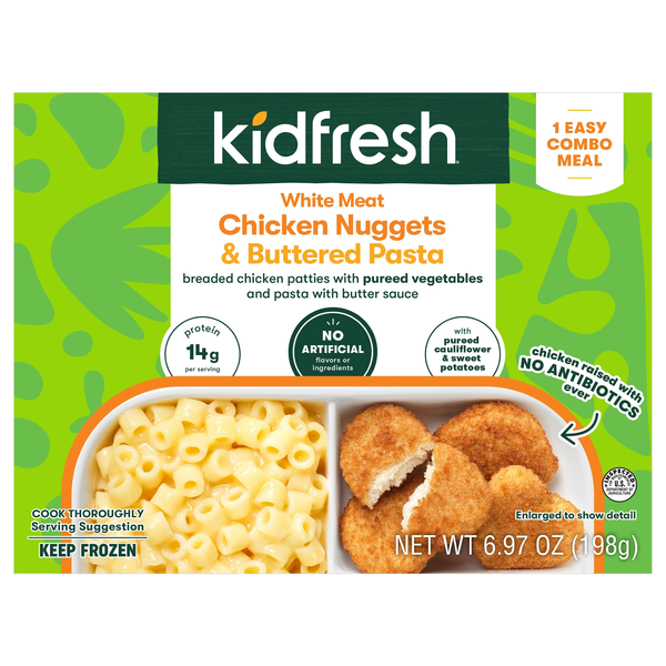 Kidfresh White Meat Chicken Nuggets & Buttered Pasta Frozen Meal