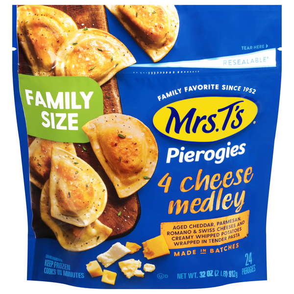 Mrs. T's 4 Cheese Medley Pierogies Family Size - 24 ct Frozen