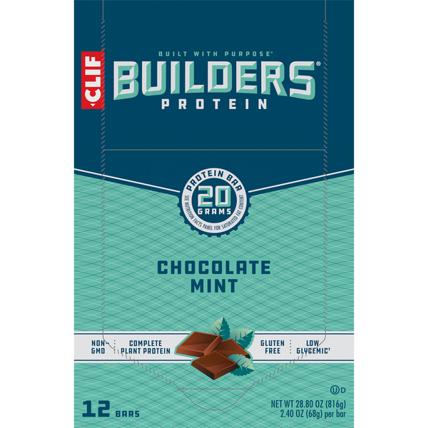CLIF Builders Gluten Free Chocolate Mint 20g Protein Bars - 12 ct