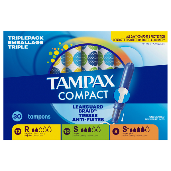 Tampax Compact Regular/Super/Super Plus Unscented Tampons