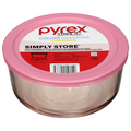 Pyrex Simply Store Round Glass Food Storage with Lid Pink 7 Cups