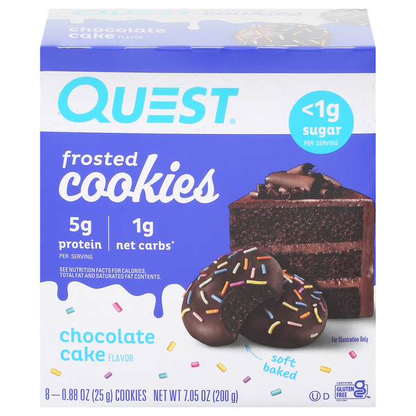 Quest Keto Friendly Chocolate Cake 5g Protein Frosted Cookies - 8 ct