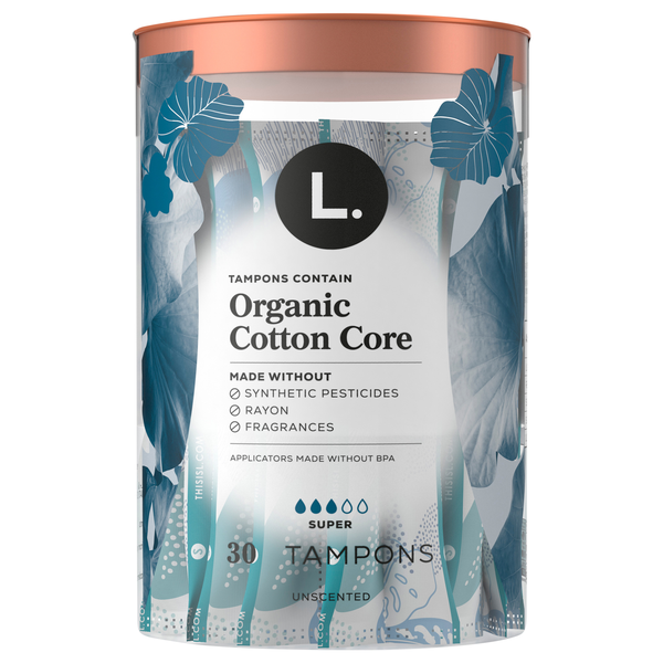 L. 100% Organic Cotton Core Unscented Super Tampons