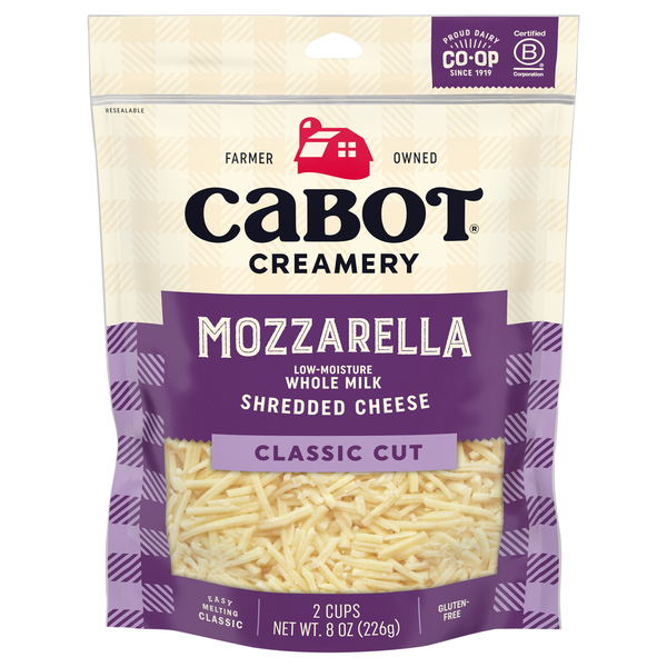 Cabot Creamery Classic Cut Shredded Whole Milk Mozzarella Cheese