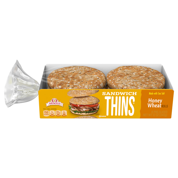 Arnold Honey Wheat Sandwich Thins Pre-Sliced - 6 ct