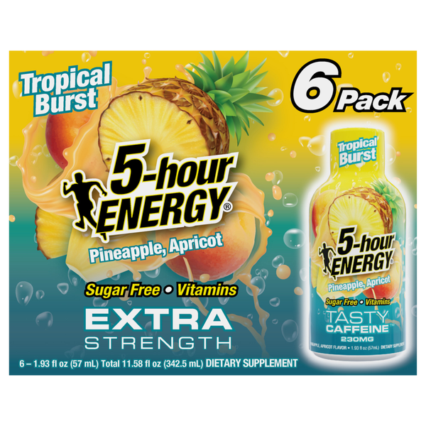 5-Hour Extra Strength Sugar Free Tropical Burst Energy Shot - 6 pk
