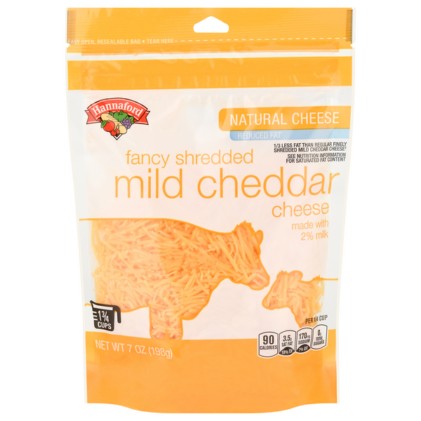 Hannaford Natural Reduced Fat Fancy Shredded Mild Cheddar Cheese