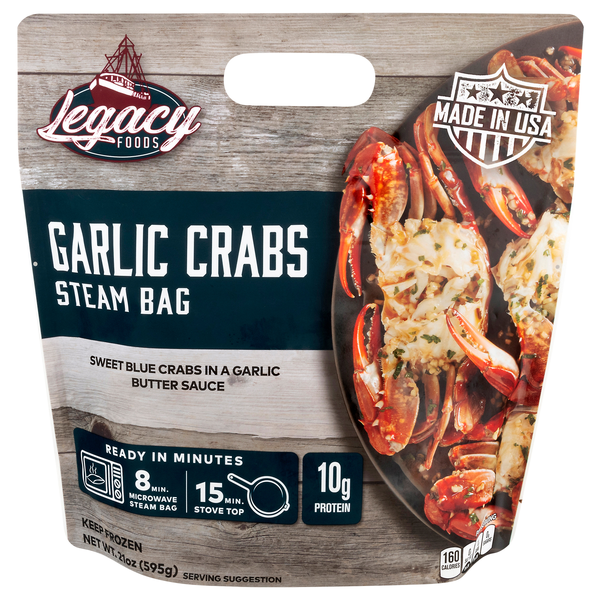 Legacy Foods Blue Crabs in Garlic Butter Sauce Frozen