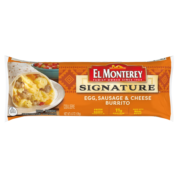 El Monterey Signature Egg Sausage & Cheese Breakfast Burrito