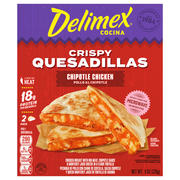 Delimex Chipotle Chicken Crispy Quesadillas Frozen Meal