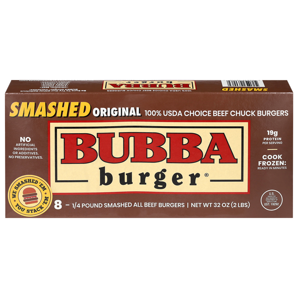 Bubba Burger Smashed Original Beef Chuck Burgers - 8 ct Frozen