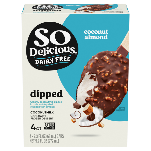 So Delicious Dairy Free Dipped Coconut Almond Fudge Dessert Bars - 4 ct