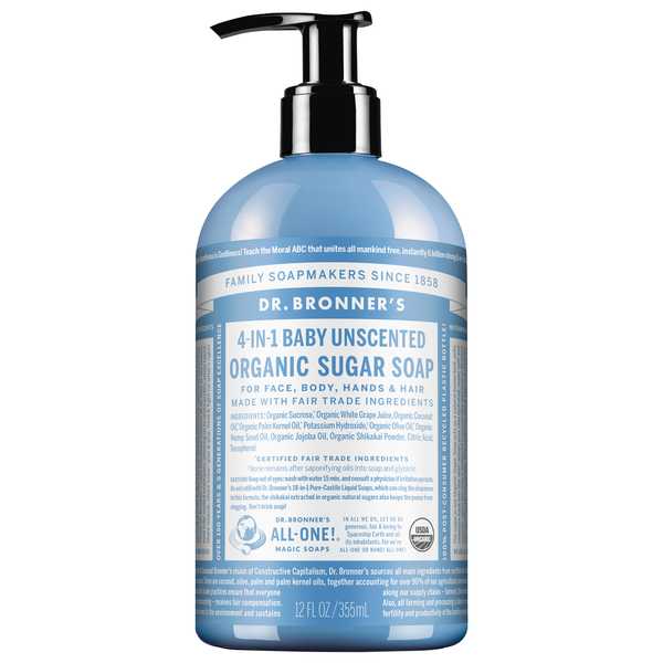 Dr. Bronner's Baby Organic Unscented 4-in-1 Sugar Soap