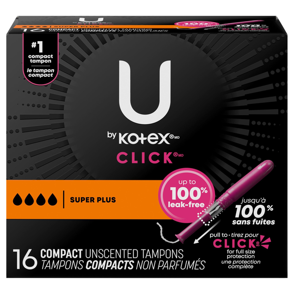 U by Kotex Click Unscented Super Plus Compact Tampons