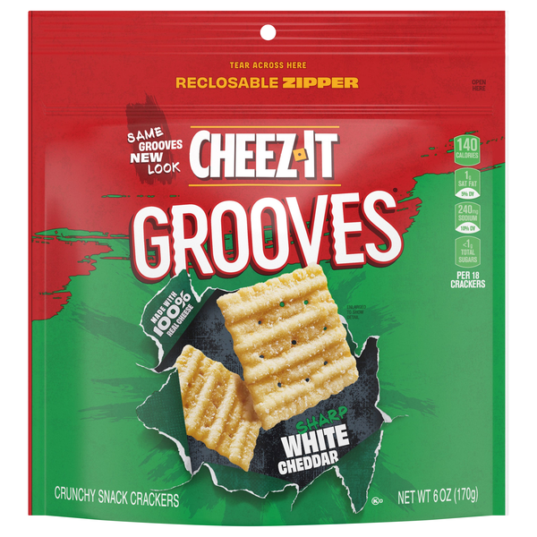 Save on CheezIt Grooves Crunchy Snack Crackers Sharp White Cheddar