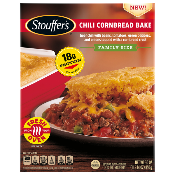 Stouffer's Chili Cornbread Bake Family Size Frozen Meal