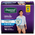 Depend Men's Fresh Protection Night Defense Incontinence Underwear S/M
