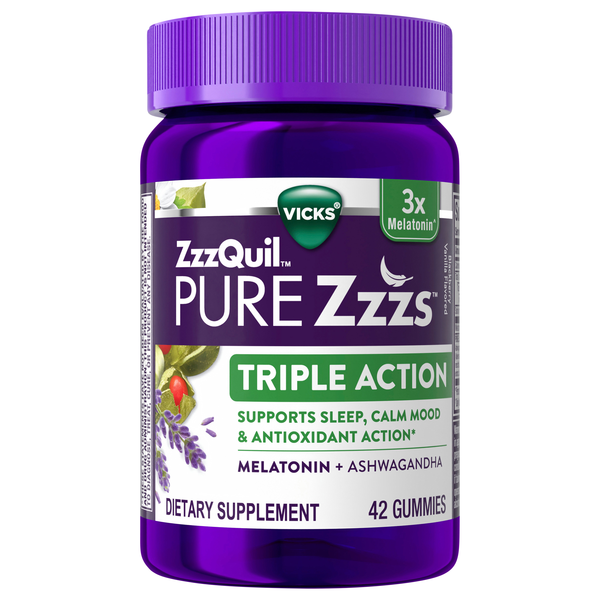 Vicks ZzzQuil Pure Zzzs Blackberry Vanilla Triple Action Melatonin Gummies