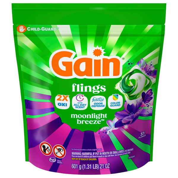 Gain Flings! Moonlight Breeze 3-in-1 Laundry Detergent Pacs - 31 ct