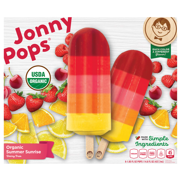 JonnyPops Organic Summer Sunrise Pops - 8 ct Frozen