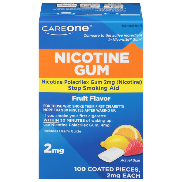 CareOne Nicotine Gum 2mg Fruit Flavor