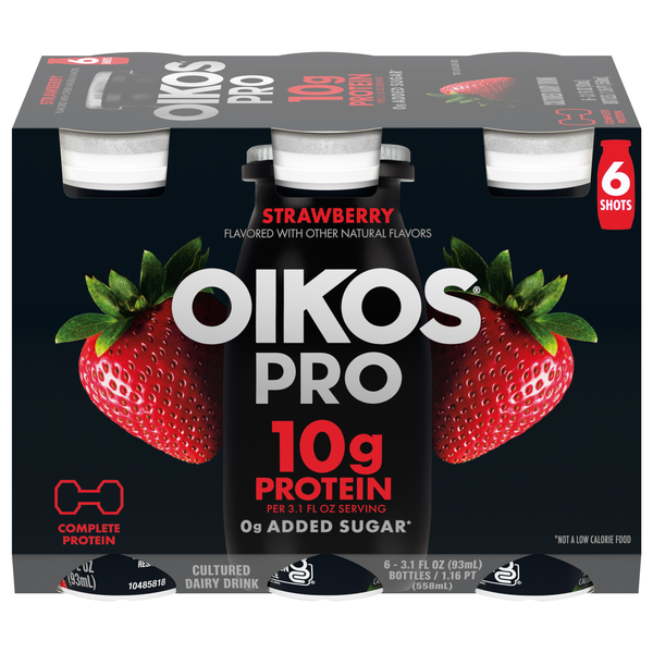 Oikos PRO 10g Strawberry Cultured Dairy Drink - 6 pk