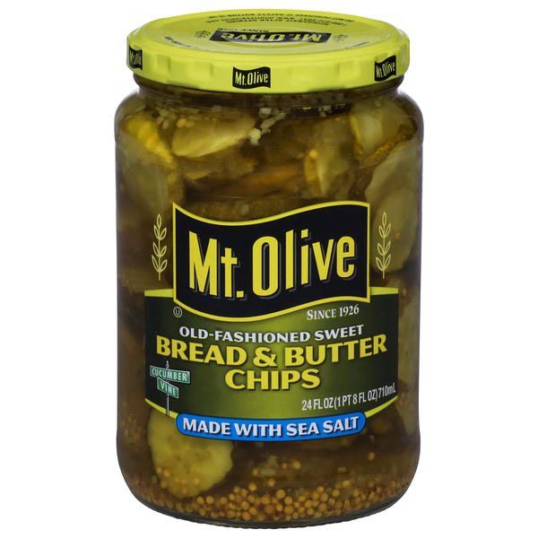 Mt. Olive Old-Fashioned Sweet Bread & Butter Pickle Chips with Sea Salt