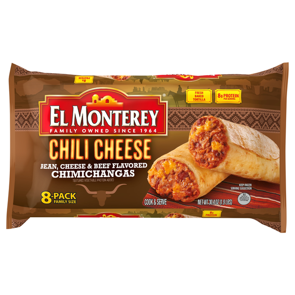 El Monterey Chili Cheese Chimichangas Family Pack - 8 ct Frozen