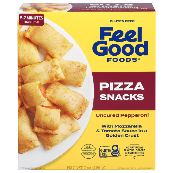 Feel Good Foods Gluten Free Uncured Pepperoni Pizza Snacks Frozen